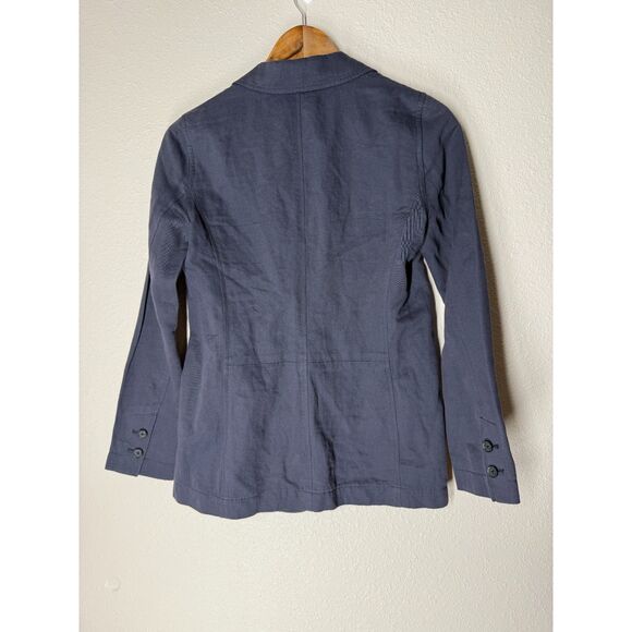 Vince Navy Blue Lightweight Blazer Womens Sz 2 Minimalist Preppy 3 Button - Picture 3 of 7